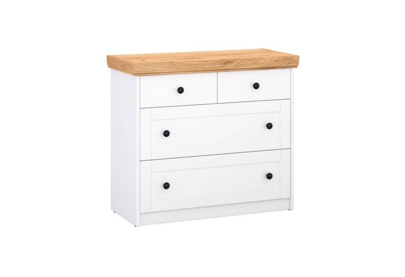 Domando Kommode Kommode San Felice, Breite 93cm, schwarze Metallgriffe, schön gestaltete Schubladen von Domando
