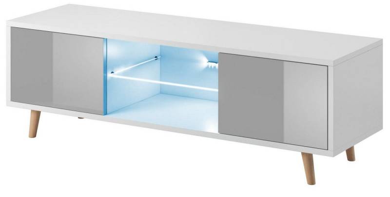 Domando Lowboard Lowboard Terni M1, Breite 140cm, Holzfüße, Hochglanz, LED Beleuchtung in blau von Domando