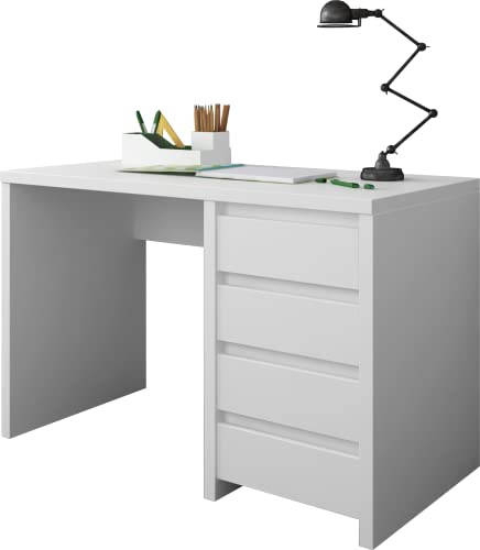 Domando Schreibtisch Jesolo Modern für Büro Breite 110cm, beidseitig montierbar in Weiß Matt von Domando