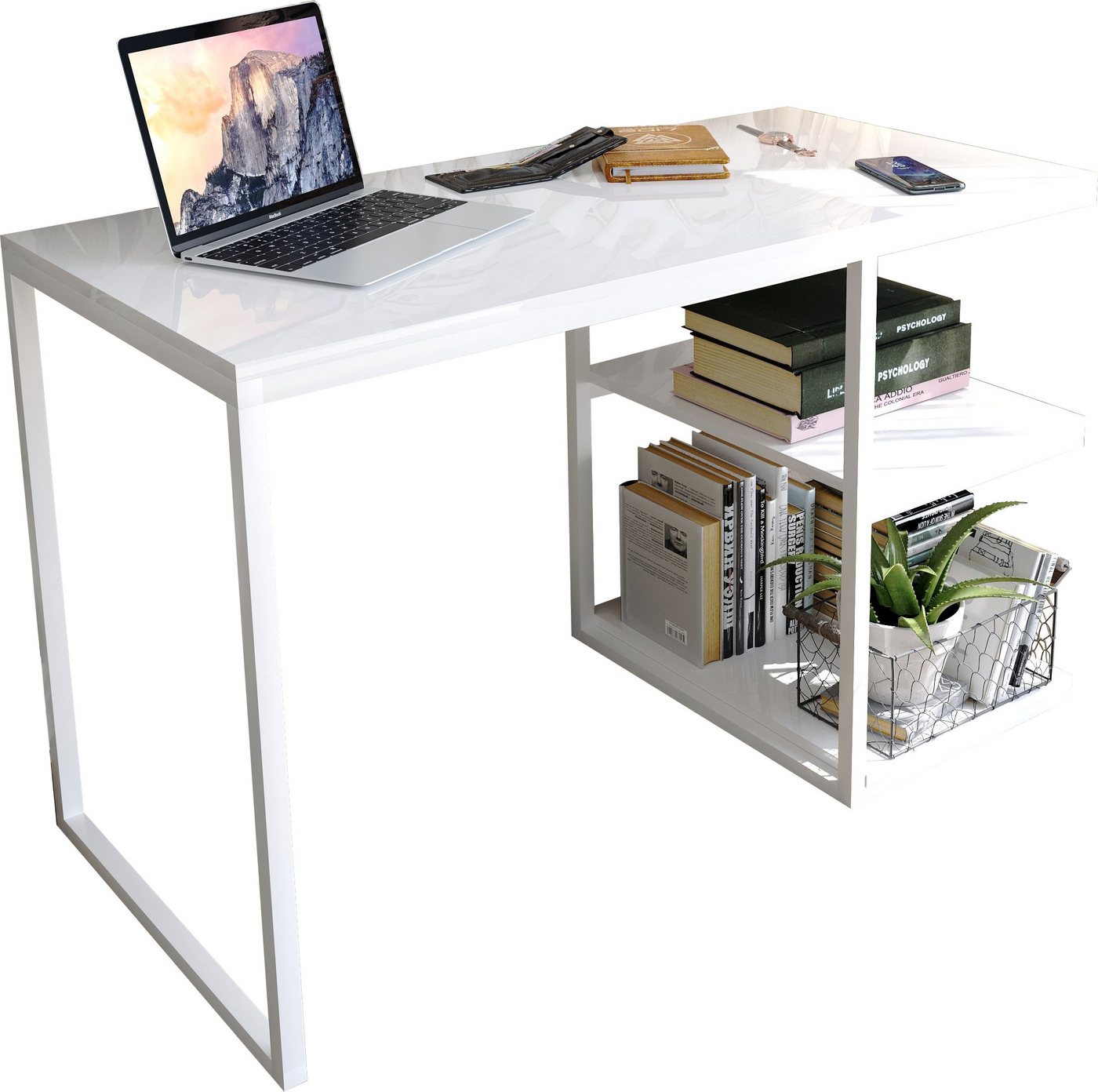 Domando Schreibtisch Schreibtisch Capoliveri, Breite 120cm, Metallgestell pulverbeschichtet von Domando