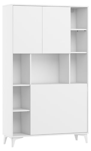 Domando Sekretär Comiso M2 Modern Breite 105cm, ausklappbare Schreibtischplatte, praktische Staufächer, Hochglanz in Weiß Matt und Weiß Hochglanz von Domando