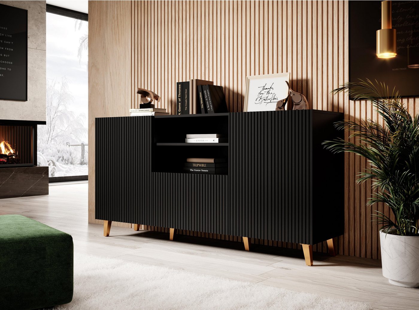 Domando Sideboard Sideboard Carducci, Breite 150cm, edel gefräste Fronten von Domando