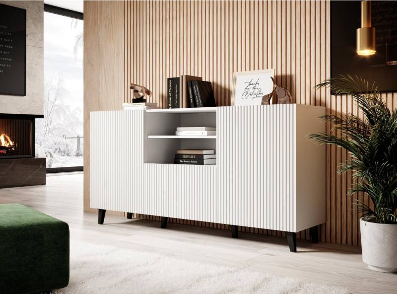 Domando Sideboard Sideboard Carducci M1 in Weiß Matt (0 St), Breite 150cm, edel gefräste Fronten von Domando