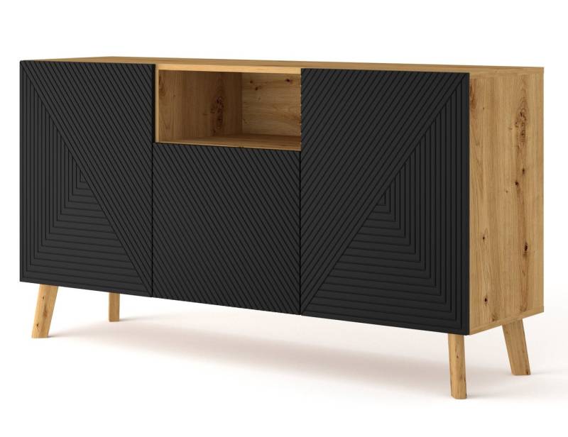 Domando Sideboard Sideboard Lodi, Breite 160cm, moderne Fräsungen, Holzfüße, Soft-Close, Push-to-open von Domando