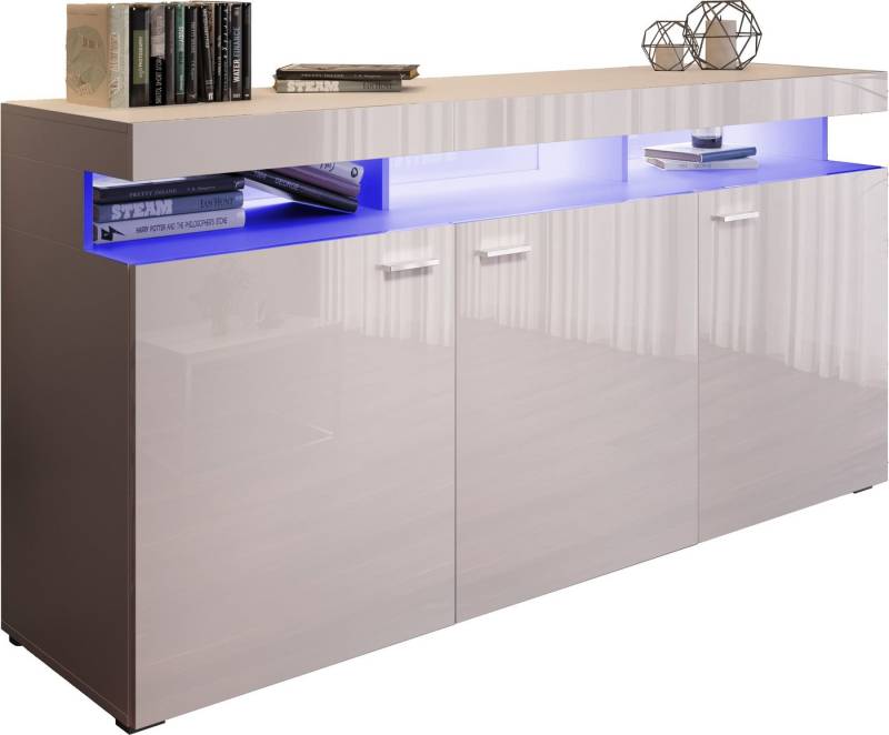 Domando Sideboard Sideboard Mondello M2, Breite 179cm, Hochglanz, LED Beleuchtung in Blau von Domando