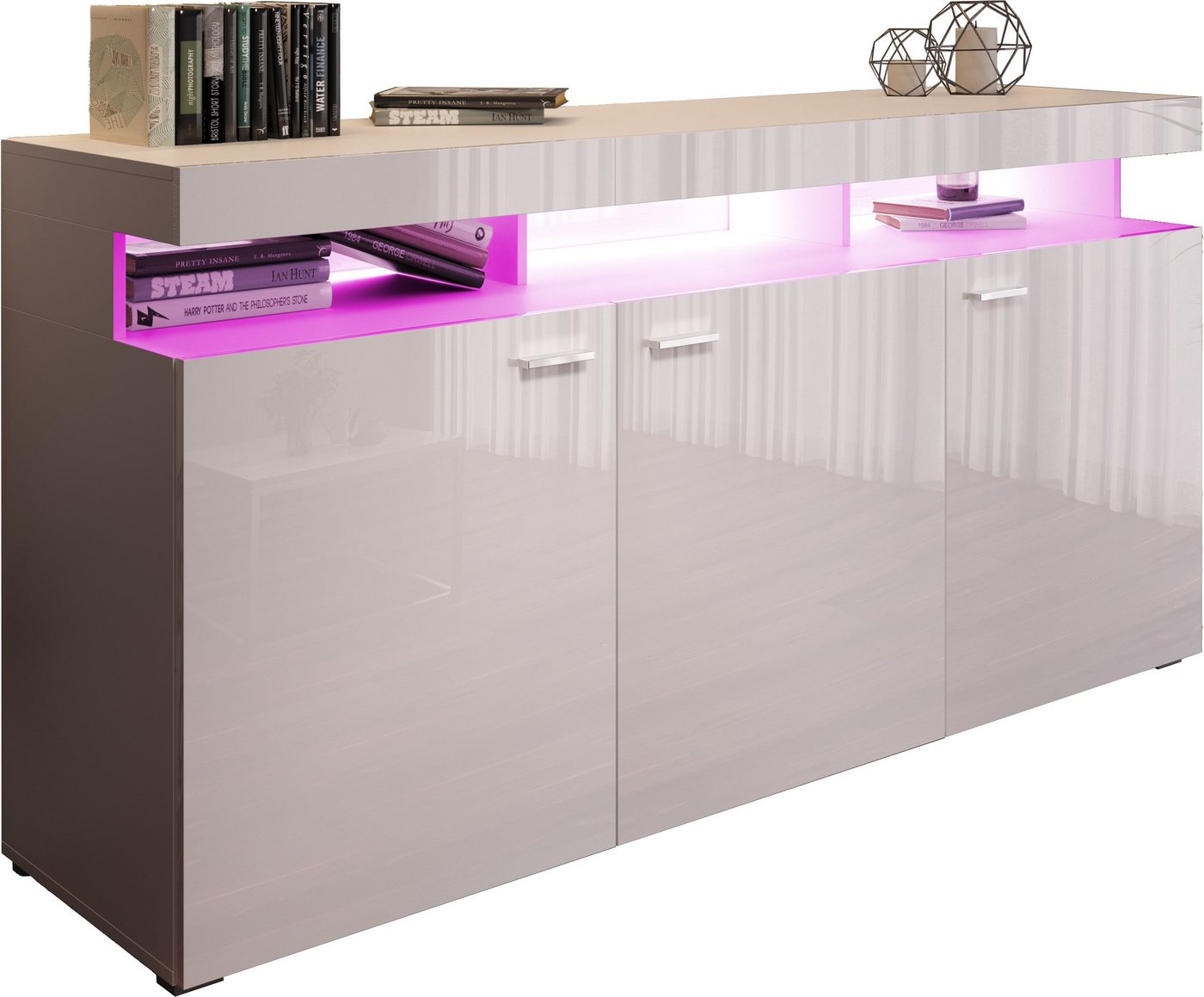 Domando Sideboard Sideboard Mondello M2, Breite 179cm, Hochglanz, RGB LED Beleuchtung mit wechselbarer Farbe von Domando