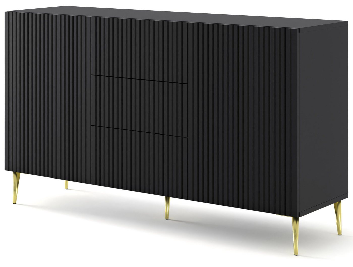 Domando Sideboard Sideboard Moneglia, Breite 150cm, Push-to-open-Funktion, besondere Fräsoptik, goldene Füße von Domando