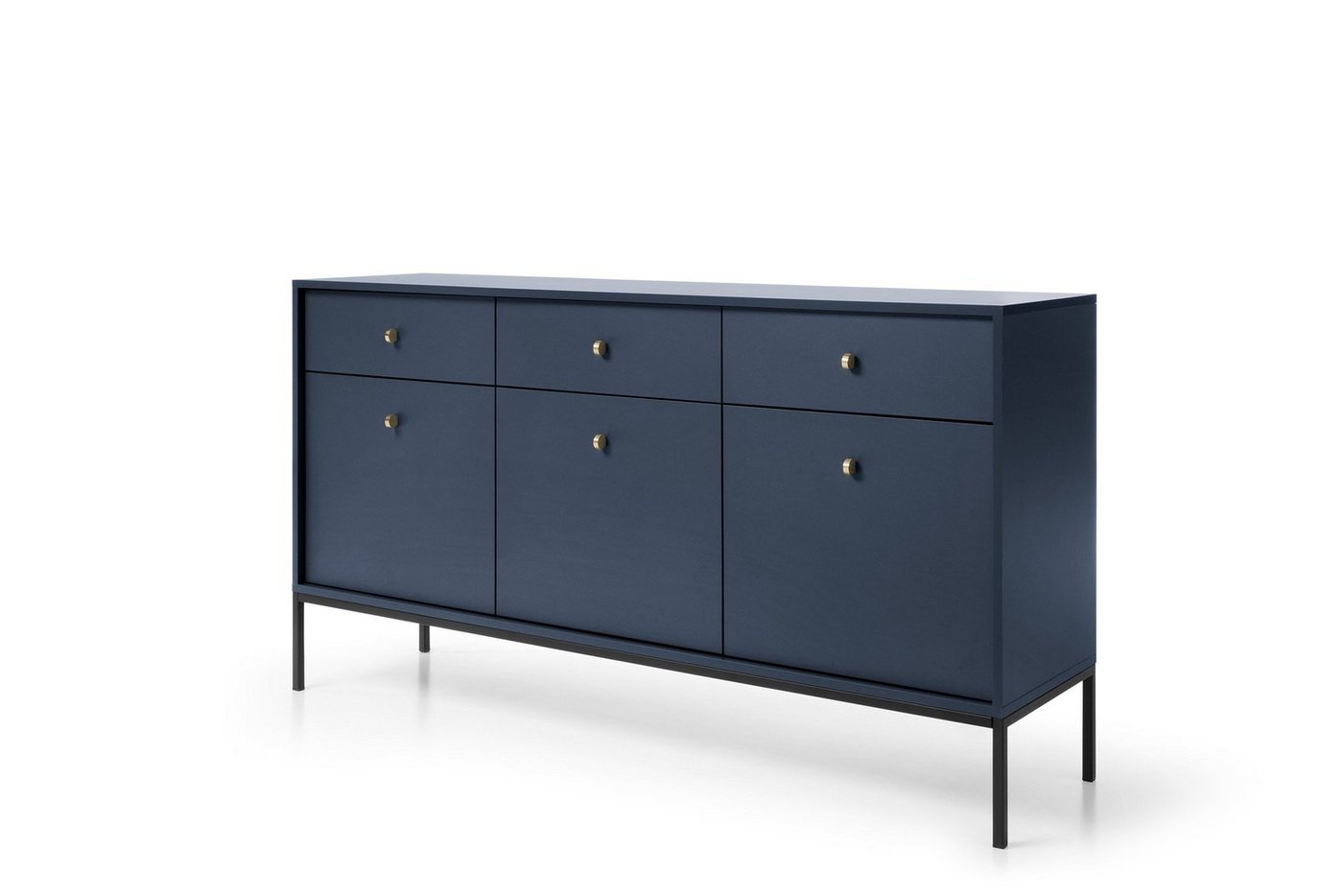 Domando Sideboard Sideboard Montecatini, Breite 153cm, pulverbeschichtetes Metallgestell, Metallgriffe von Domando