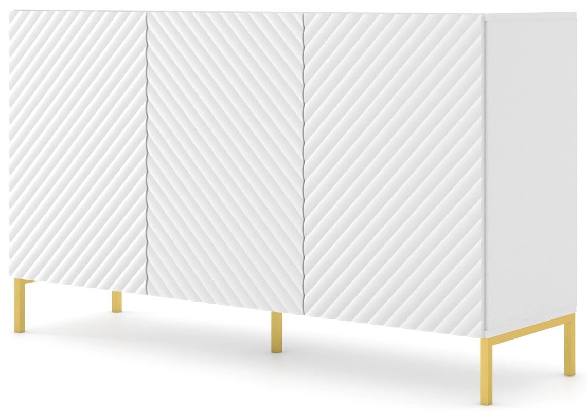 Domando Sideboard Sideboard Naturns, Breite 150cm, Push-to-open-Funktion, besondere Fräsoptik, goldene Füße von Domando