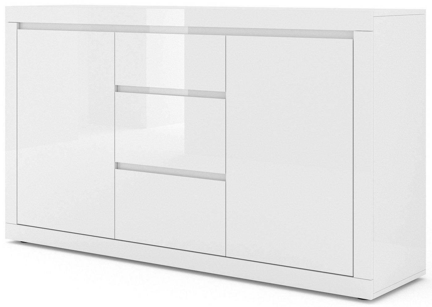 Domando Sideboard Sideboard Numana M1 in Weiß Matt und Weiß Hochglanz, Breite 150cm, Hochglanz, schicke Rahmenoptik, Soft-Close (Türen) von Domando