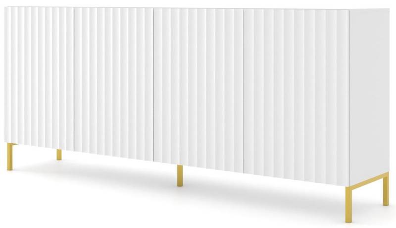 Domando Sideboard Sideboard San Giulio, Breite 200cm, Push-to-open-Funktion, besondere Fräsoptik, goldene Füße von Domando