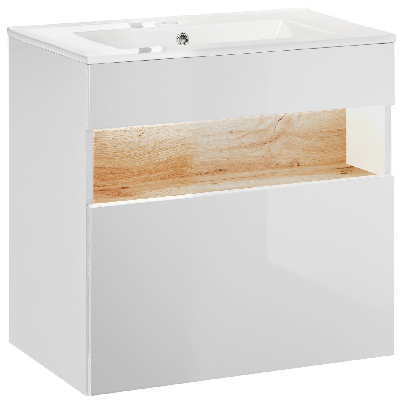 Domando Waschtisch Waschtisch Sorano M1, Breite 60cm, Soft-Close, LED Beleuchtung, Hochglanz, Waschbecken von Domando