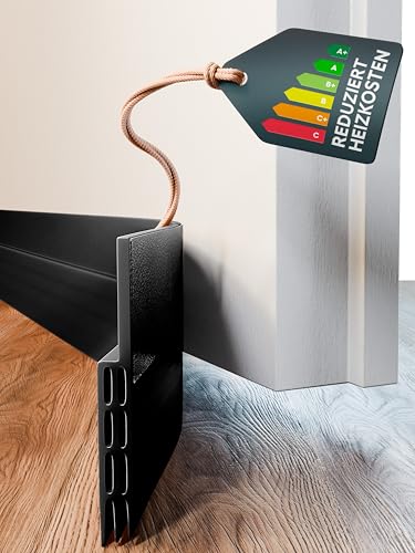 Zugluftstopper für Türen 100cm Schwarz - Türdichtung Selbstklebend extra stark - Tür Zugluftstopper für maximale Isolierung - Luftzugstopper für Türen - Tür Zugluftstopper für Türen von Domar
