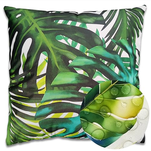 Domarex Gartenkissen Wasserdicht Botanic 45x45 cm – Terrassenkissen – Balkonkissen – Oxford-Gewebe UV-beständig – Füllung aus Silikonkugeln - bequemes Kissen - Monstera von Domarex
