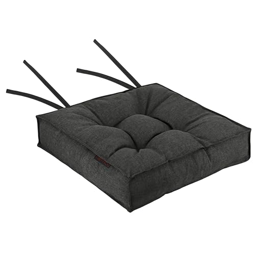Domarex Gartenstuhlkissen Como 45x45x9 cmm - Öko-Leinen - Wasserdichtes Kissen für den Gartenstuhl Sitzkissen an Stuhl fesselt - bequemes Kissen - Hochwertiger - Grau von Domarex