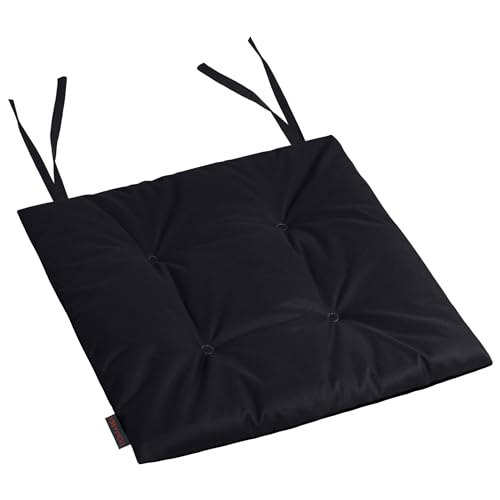 Domarex Gartenstuhlkissen MIA 50x50x3 cm - Wasserdichtes Kissen für den Gartenmöbel, Gartenstuhl Sitzkissen an Stuhl fesselt - bequemes Kissen - Hochwertiger - Schwarz von Domarex