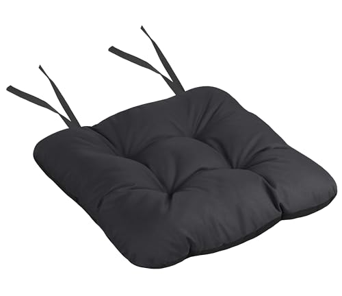 Domarex Gartenstuhlkissen Silla 50x50 cm - Wasserdichtes Kissen für den Gartenstuhl Sitzkissen an Stuhl fesselt - Hochwertiger Polyester - weiches Stuhlkissen mit Bändern - Graphit von Domarex