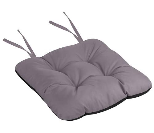 Domarex Gartenstuhlkissen Silla 50x50 cm - Wasserdichtes Kissen für den Gartenstuhl Sitzkissen an Stuhl fesselt - Hochwertiger Polyester - weiches Stuhlkissen mit Bändern - Grau von Domarex