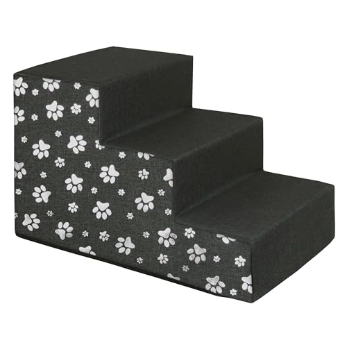 Domarex Haustiertreppe Hundetreppe Treppenstufen für Hunde – Hunderampe - Für Betten und Sofas - Wasserdichtes Polyester-Gewebe - Rampe mit 3 Stufen 30x50x30 cm, L Grau + Pfoten Domarex Haustiertreppe Hundetreppe Treppenstufen für Hunde – Hunderampe - Für Betten und Sofas - Wasserdichtes Polyester-Gewebe - Rampe mit 3 Stufen 30x50x30 cm, L Grau + Pfoten von Domarex