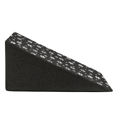 Domarex Hunderampe 65x30x40 cm – wasserdichte Hunde Rampe - Anti-Rutsch - stabile Hundetreppe für kleine und mittlere Hunde - waschbarer Bezug - rutschfest - Grau, Pfoten von Domarex