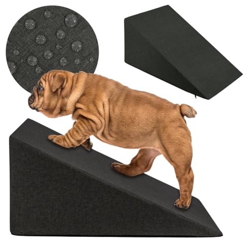 Domarex Hunderampe 65x30x40 cm – wasserdichte Hunde Rampe - Anti-Rutsch - stabile Hundetreppe für kleine und mittlere Hunde - waschbarer Bezug - rutschfest - Grau von Domarex