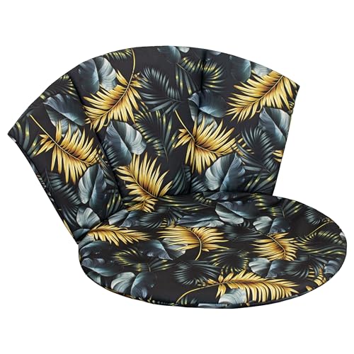 Domarex Kissen für Hängesesse Luna BIZU Oxford 60x100 cm Wasserdichtes - Silikonwattefüllung - Hochwertiger Polyester - bequemes Kissen - Golden Palms Schwarz von Domarex