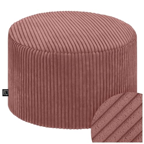 Domarex Moderner runder Pouf Ø 45 cm Höhe 25 cm - Sitzhocker & Fußhocker - Bequemer Polsterhocker mit Styroporfüllung - rutschfestem Boden & abnehmbarem Bezug - handgefertigt in Polen - Dunkelrosa von Domarex