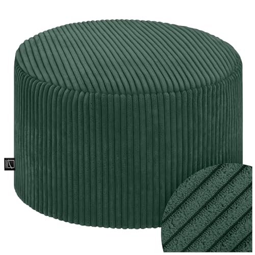 Domarex Moderner runder Pouf Ø 45 cm Höhe 25 cm - Sitzhocker & Fußhocker - Bequemer Polsterhocker mit Styroporfüllung - rutschfestem Boden & abnehmbarem Bezug - handgefertigt in Polen - Grün von Domarex