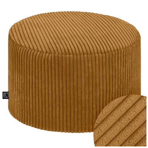 Domarex Moderner runder Pouf Ø 45 cm Höhe 25 cm - Sitzhocker & Fußhocker - Bequemer Polsterhocker mit Styroporfüllung - rutschfestem Boden & abnehmbarem Bezug - handgefertigt in Polen - Honigfarbe von Domarex