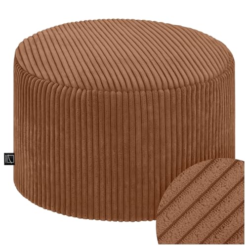 Domarex Moderner runder Pouf Ø 45 cm Höhe 25 cm - Sitzhocker & Fußhocker - Bequemer Polsterhocker mit Styroporfüllung - rutschfestem Boden & abnehmbarem Bezug - handgefertigt in Polen - Kupferfarbe von Domarex