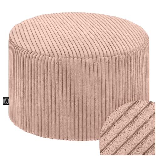 Domarex Moderner runder Pouf Ø 45 cm Höhe 25 cm - Sitzhocker & Fußhocker - Bequemer Polsterhocker mit Styroporfüllung - rutschfestem Boden & abnehmbarem Bezug - handgefertigt in Polen - Rosa von Domarex