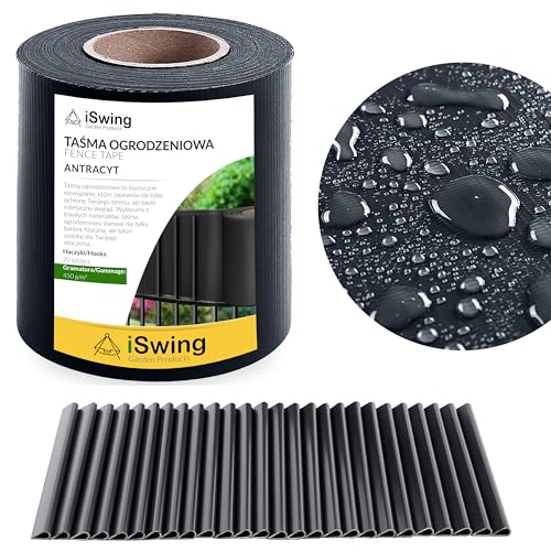 Domarex Zaunband 19 cm x 26 m - PVC Sichtschutzstreifen für Doppelstabmattenzaun - Gartenzaun - Balkonverkleidungsband - Sichtschutzvorhang - Wetterfest- UV-beständig - Winddicht - Anthrazit von Domarex