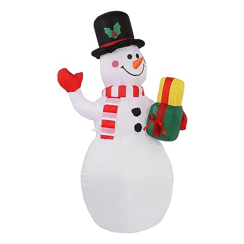 Domary Aufblasbarer Weihnachts Schneemann Buntes Licht Wind Dichtes Seil Automatisches Aufblasen Schneemann für Hof Hinterhof Party 1,5 M (EU -Stecker) von Domary