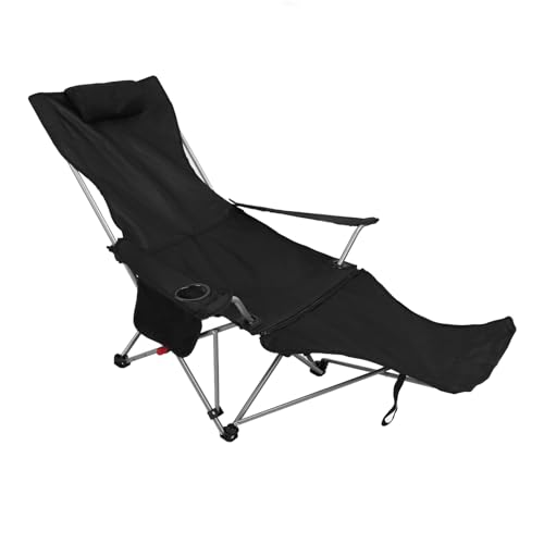 Domary Camping Lounge Stuhl Liegend Faltbare Tragbare 900d Oxford Stoffstuhl mit Aufbewahrungstasche Im Freien Strand (Schwarz) von Domary
