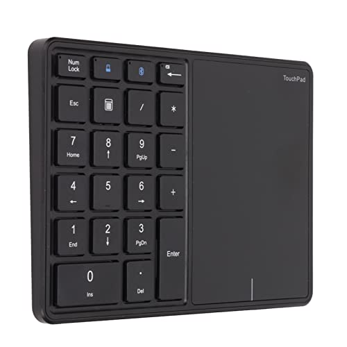 Domary Drahtloser Nummernblock, Touchpad, 22 Tasten, BT4.2, 2,4 G, Aufladung, Typ C, 500 MAh Akku, Numerische Tastatur, Tragbar, Leicht, für OS X (Schwarz) von Domary