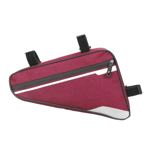 Domary Dreieck Fahrradbeutel Große Kapazität Wasserdichtes Mountain Road Bike Frame Beutel Radspeicher Kompatible Polyesterschwarz (Rot) von Domary
