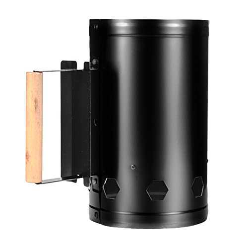 Domary Edelstahl Holzkohle Schornstein Starter für Outdoor Kochen (Schwarz) von Domary