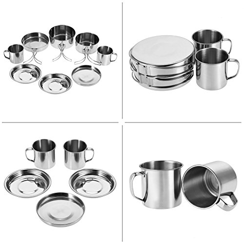 Domary Edelstahl Tragbares Kochgeschirrset für Camping -Picknick Im Freien, Langlebiger Pot Pan Plate Cup Kit Domary Edelstahl Tragbares Kochgeschirrset für Camping -Picknick Im Freien, Langlebiger Pot Pan Plate Cup Kit von Domary