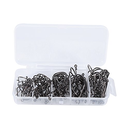 Domary Hohe Kohlenstoffstahl Angelkurbel Haken Langlebiger Scharfer Jig Wurm Lure 100pcs Box für Fischereizubehör Werkzeuge von Domary