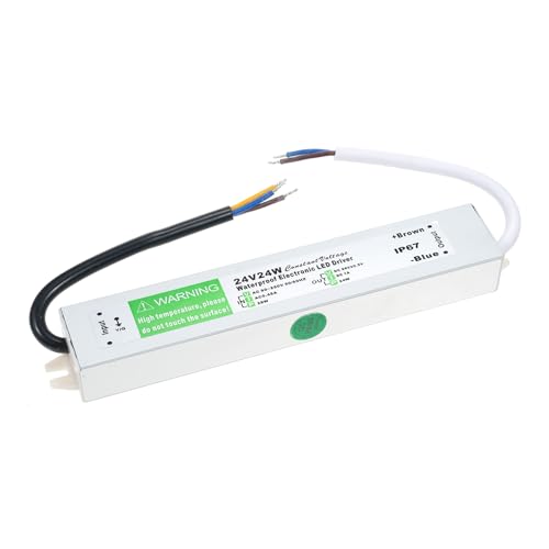 Domary LED-Treiber Wasserdichte Schaltschalter Stromversorgungstransformator Adapter AC 90V-250V Bis DC 24 V 10W Konstante Spannungsausgang für Außenleuchten (24 V 24W) von Domary
