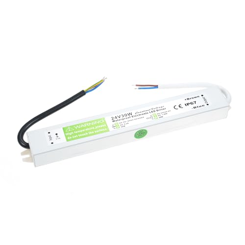 Domary LED-Treiber Wasserdichte Schaltschalter Stromversorgungstransformator Adapter AC 90V-250V Bis DC 24 V 10W Konstante Spannungsausgang für Außenleuchten (24 V 30w) von Domary