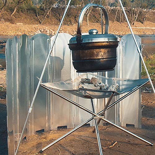 Domary Outdoor Campingofen Windschutzscheibe 8 Teller Windschutzscheibe Tragbarer Windbildschirm Zum Rucksackpicknick Kochen (120 x 50 cm) von Domary