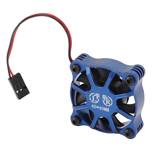 Domary RC -Kühlventilator Aluminiumlegierung Schneller Wärme Ableitungslüfter mit Metallnetzabdeckung für 1/10 1/12 1/8 RC -Auto (Dunkelblau) von Domary