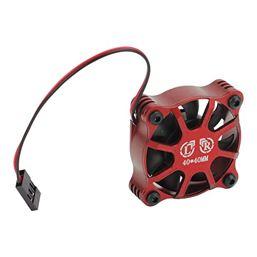 Domary RC -Kühlventilator Aluminiumlegierung Schneller Wärme Ableitungslüfter mit Metallnetzabdeckung für 1/10 1/12 1/8 RC -Auto (Rot) von Domary