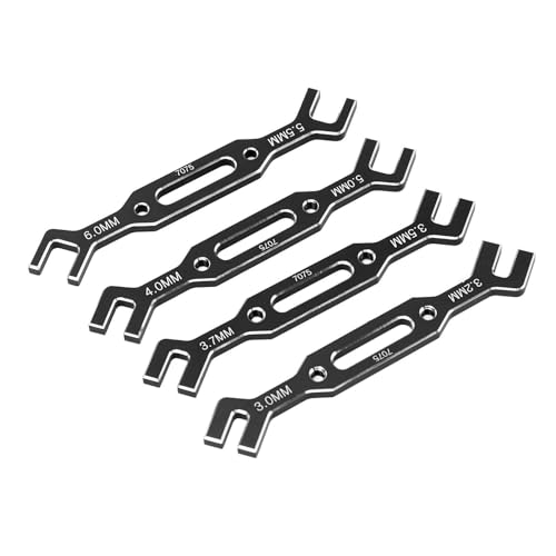 Domary RC -Kugellabrechnungsstange Einstellung Schraubenschlüssel Aluminiumlegierung RC Auto Reparaturwerkzeug Set 4PCS 1/10 1/16 3.0mm- 6,0 Mm Modell (Schwarz) von Domary