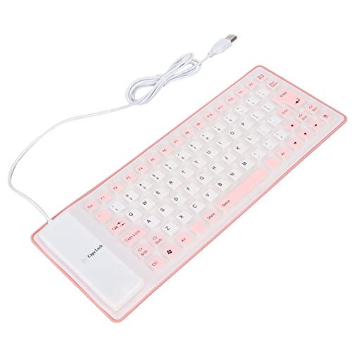 Domary Silikon-Tastatur, Leicht, Tragbar, Weich, Bequem, USB-Kabel-Tastatur (Rosa) von Domary
