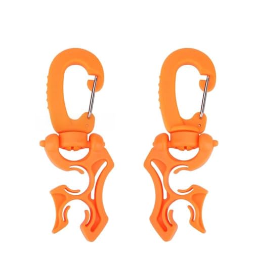 Domary Tauchschlauchklammhalter Doppelte BCD -Niederdruck -Schnapphaken Schnalle Outdoor Scuba Robuster Kunststoff Schwarzes Grün Orange für Tauchgefahrzubehör (Orange) von Domary