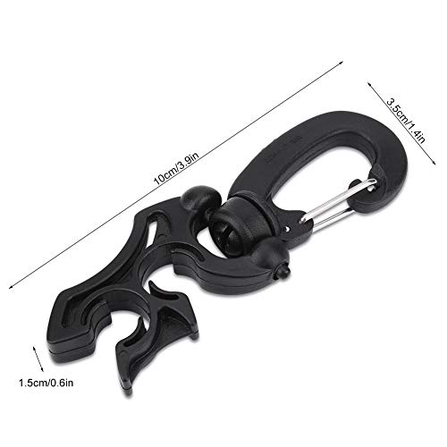 Domary Tauchschlauchklammhalter Doppelte BCD -Niederdruck -Schnapphaken Schnalle Outdoor Scuba Robuster Kunststoff Schwarzes Grün Orange für Tauchgefahrzubehör (Schwarz) von Domary