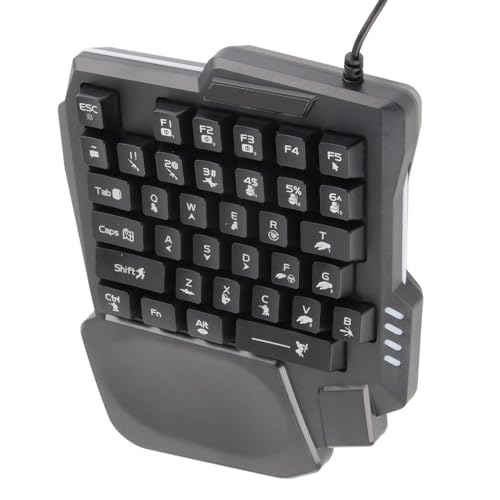 Schwarze Einhand-Gaming-Tastatur, 35 Tasten, Wasserdicht, Breite Handballenauflage, Einhandtastatur für Computer, Mobile Spiele Schwarze Einhand-Gaming-Tastatur, 35 Tasten, Wasserdicht, Breite Handballenauflage, Einhandtastatur für Computer, Mobile Spiele von Domary