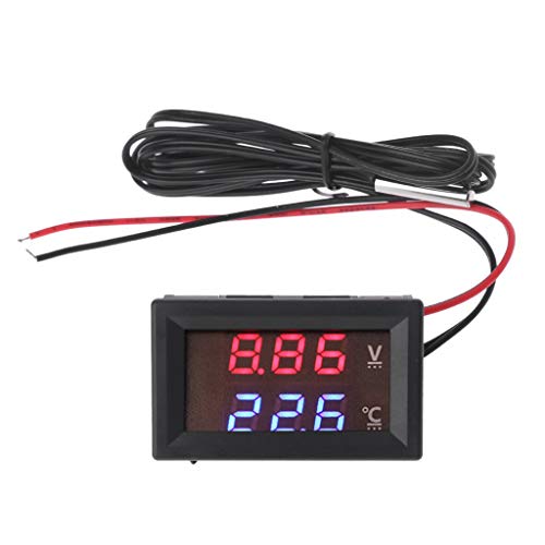 12V/24V LED Display Auto Spannung & Wassertemperatur Messgerät Voltmeter Thermometer Voltmeter Digital 12V Auto Gauge Voltmeter Digital Display Automotive Marine Cars Voltmeter Gauge für Boot Traktor von Domasvmd